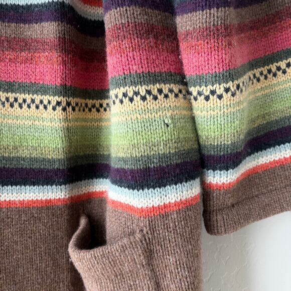 Ralph Lauren Hand Knit Aztec Wool Southwestern Long Cardigan Coat Size P Large - Picture 7 of 8